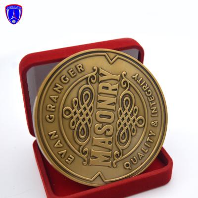 China Antique Europe Quality Integrity Custom Gold Challenge Coins With Velvet Telephone Booth for sale