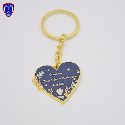 China Cheap High Quality Soft Key Holder Custom Metal Enamel Memorial Keychains For Wedding Keepsake for sale