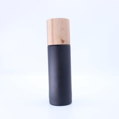 China Gift & Wholesale Craft 100ml New Design Black And Clear Glass Perfume Bottle With Wooden Lid YZ-9902# for sale