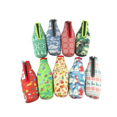 China Waterproof Ready To Ship Neoprene Beer Bottle Cooler Bag, 330ML Beer Bottle Cooler Sleeve For Christmas Party for sale