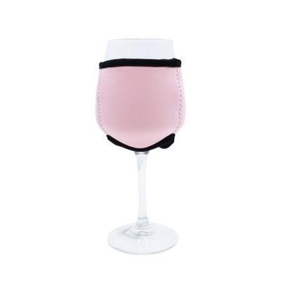 China Waterproof Edge 3mm Neoprene Cup Holder Sleeve Rose Color Black Stitching Custom For Wine Glass Insulation for sale