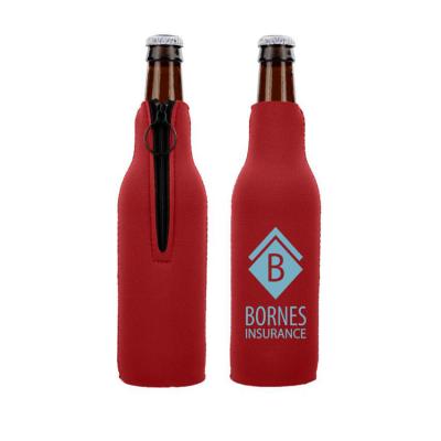 China Waterproof Promotional Neoprene Cooler Sleeve Insulated Beer And Wine Bottle With Zipper for sale