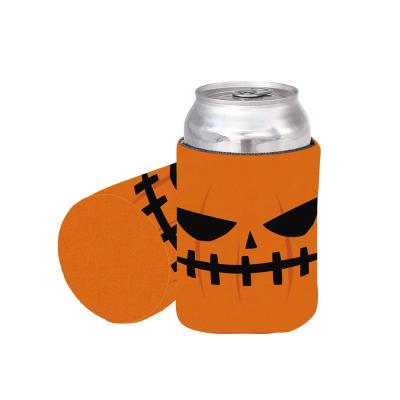 China Waterproof 2021 New Arrival Halloween Pumpkin Coozies Neoprene Beer Can Cooler for sale