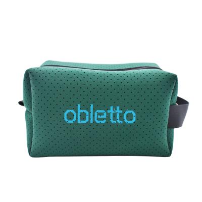 China 2021 fashion obletto brand new arrival neoprene cosmetics bag travel portable makeup pouch with handle for sale