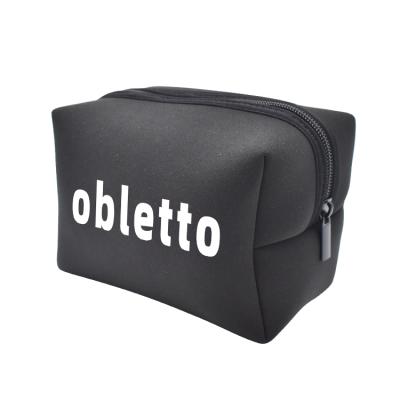 China Obletto Logo Neoprene Waterproof Portable Reusable Neoprene Toiletry Bag Neoprene Pouch Bag Durable Makeup Bag for sale