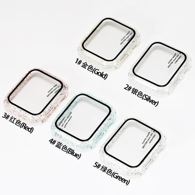 China Instant Tempered Glass 38/40/42/44m Powder Low MOQ Smart Watch PC Case Apple Watch Series 6 Covers for sale