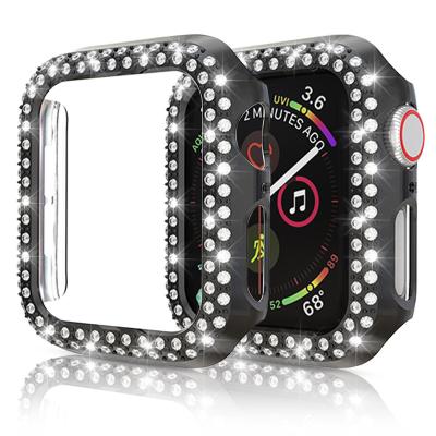 China PC With Diamond Watch Protective Case With Silver Bling Diamond 38mm 42mm 40mm 44mm Watch Cases For Apple iwatch 1 2 3 4 5 6 for sale