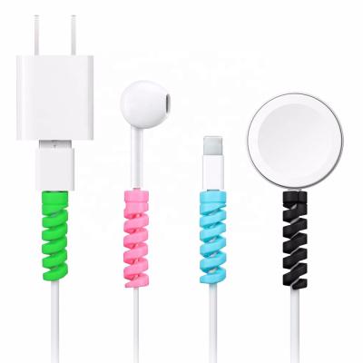 China Flexible Cell Phone Cable Protector Silicone Spiral USB Cord Protector Charger Cable Savers For All Mobile Phones for sale