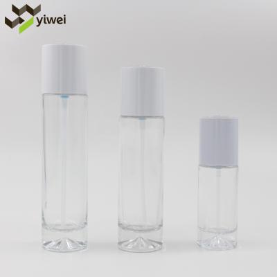 China Wholesale Luxury Cosmetic Skin Care Packaging Pump Glass Bottle Cosmetic Cream Bottle With Plastic Pump for sale