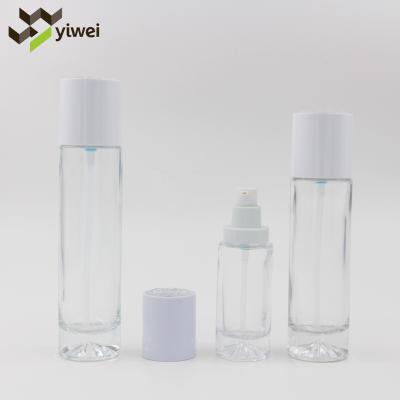 China Lovely Cosmetic Glass Bottle Cosmetic Jar With Pump 120ml 200ml 150ml Pump Sprayer Skin Care Cream Personal Care Cosmetic Packaging Accept for sale