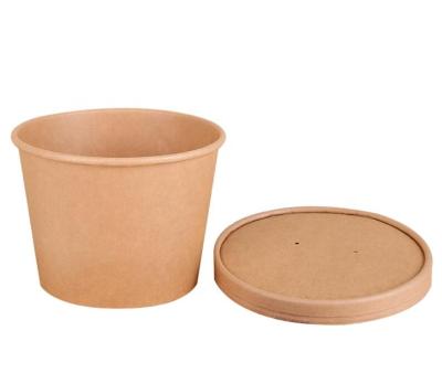 China Wholesale Eco-Friendly Disposable Kraft Paper Bowl Packaging Cup Take Away Salad Bowl With Lid for sale