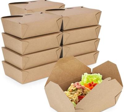 China Recyclable Disposable Take Out Container Packaging Custom Printed Kraft Paper Lunch Take Out To Go Food Paper Box For Food for sale