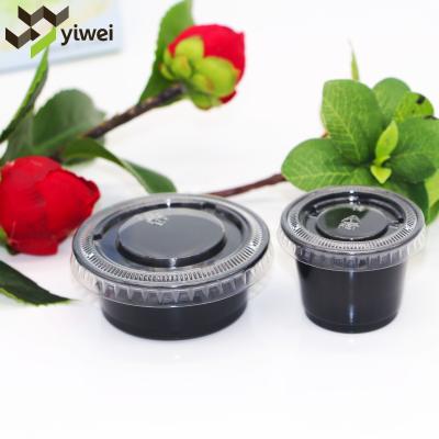 China Single Wall Container Mini Black PP Plastic With Party Lids , Disposable Clear Sauce Cups for sale