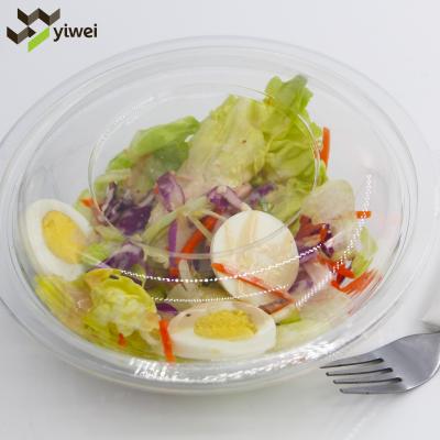 China 24oz 32oz Single Wall Reusable Clear Clear Round PET Disposable Plastic Salad Bowl for sale