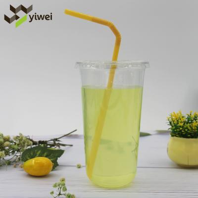 China Custom Logo Single Wall 500ml Boba Tea PET Cup U Shape Disposable U Shape Bubble Tea Cup for sale