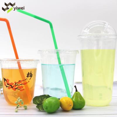 China Single Wall Factory Selling Hard Transparent PET Cup for Hot and Cold Drinks, Bubbletea Cups U Shape Mugs for sale