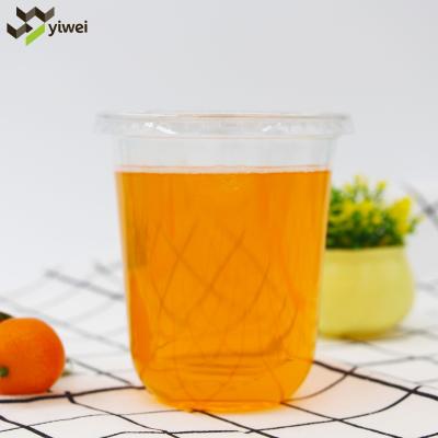 China 98mm Single Wall Disposable Juice Plastic U Shape Mug Custom Logo 6 Colors 5000ml Milk Tea Cup PET for sale