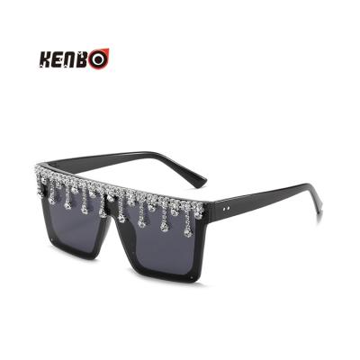 China Wholesale Luxury Bling Eyewear 2020 Kenbo Square Sunglasses Faux Stone Oversized Fashion Sunglasses For Women Fashion for sale