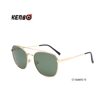 China Kenbo Eyewear 2020 Oversized Double Bridge Sunglasses Green Lens Fashion Design Metal Men Polarized Sun Glasses for sale