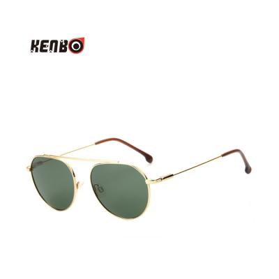 China Fashion Sunglasses Kenbo Eyewear Metal Green Round Polarized Sunglasses Men Women for sale