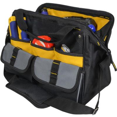 China Waterproof 16 Inch Wide Mouth Molded Waterproof Base Electrician Tool Bag with Padded Handle, Adjustable Shoulder Strap for sale