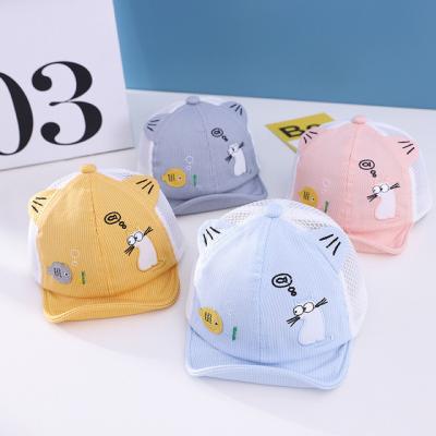 China Custom Hat Cat Ears Baby Cap Mesh Cap Summer Sun Toddler Bucket Wholesale Design Striped Baby Newborn Kid Soft Hats And Caps for sale