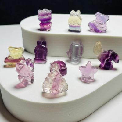 China China Wholesale Natural Fluorite Mini Crystal Christmas Tree Gift Animal Decoration for sale