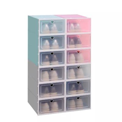 China Viable thickened transparent dustproof plastic shoe box for sale