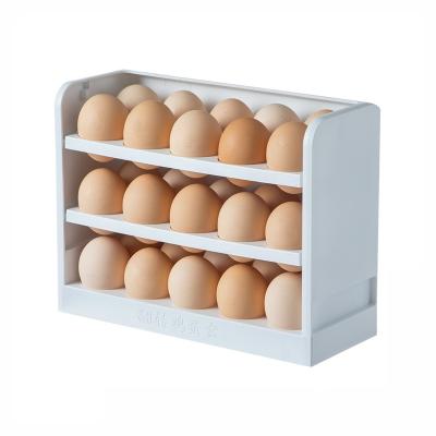 China Wholesale Viable Space Egg Container Kitchen Storage Organizer Save Revolving Refrigerator 3-Tier Egg Container for sale