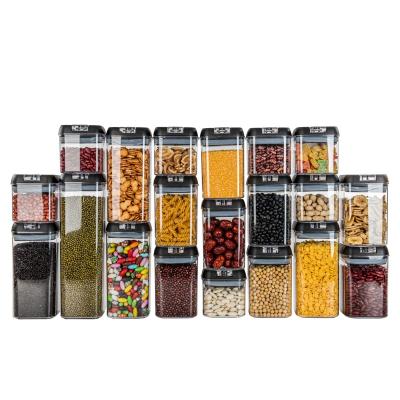 China Transparent Kitchen Food Storage Sealed Jar Set 20 Piece Plastic Jar Set for sale