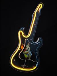 Cina Orologio al neon meccanico unico della chitarra di CC 300mA di abitudine 9V a 12 pollici in vendita