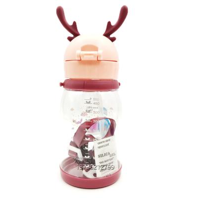 China Plastic Cute Design Kids Plastic Beer Bottle With Straw for sale