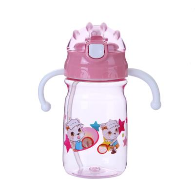 China Small16oz Baby Bottle Pink Child Milk Feeding Bottle With Straw for sale