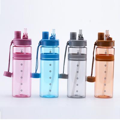 China Viable Large Bulk Plastic Beverage Water Bottle With Long Straw Lid for sale