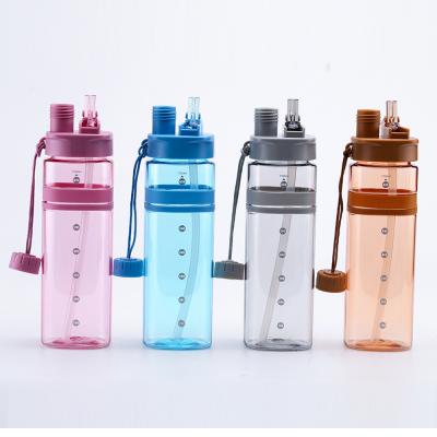 China Wholesale Two Openings Sustainable Tritan Material Plastic Sport Water Bottle With Drinking Tube for sale