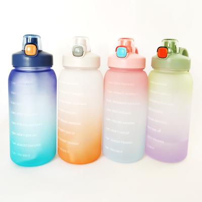 China 2l 2.4l Workout Gym Sustainable Colorful Plastic Motivational Sports Drink Water Bottle for sale