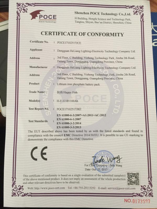 CE - Dongguan Heliang Optoelectronics Technology Co., Ltd.