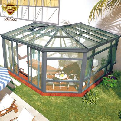 China Swing Sliding Solarium Outdoor Aluminum Glass Garden Folding Green Glass House For Sale for sale