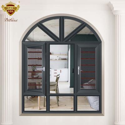 China Swing Casement Arch Form Aluminum Windows With Aluminum Window Alloy 100% Aluminum Double Glass Titanium-Magnesium Swing for sale