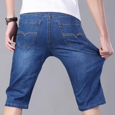 China Breathable Denim Cargo Shorts Loose Cotton Mens Streetwear Lattice Shorts For Men for sale