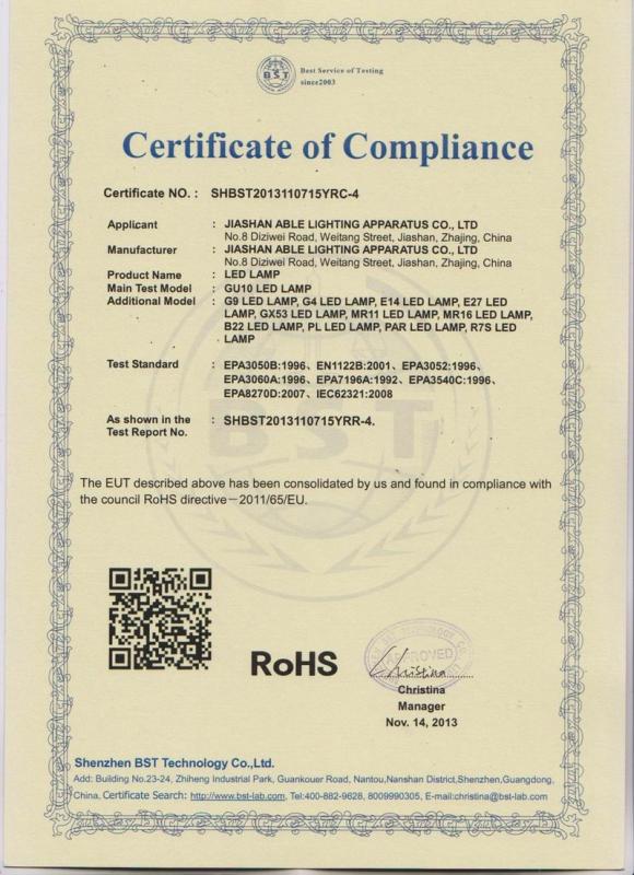 RoHS - Jiashan Able Lighting Apparatus Co., Ltd.