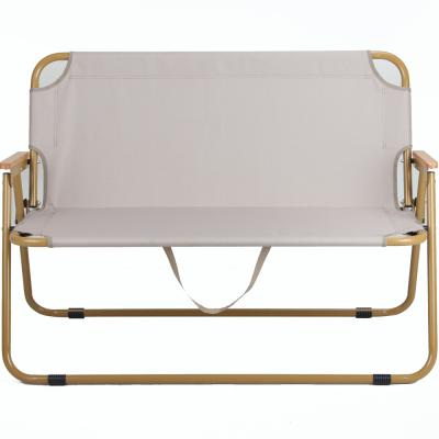 China folding camping chair steel outdoor camp seat double metal loveseat Easy-carrying heavy duty people for sale