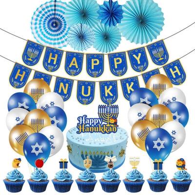 China Adding surprise and fun to your Happy Blue Glitter Banner Hanging Party Hanukkah Swirls Candle Foil Balloon Wall Decor Party Home Supplies T028 for sale