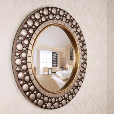 China Beautiful Style Home Decor Polyresin Gold Mirror CLASSIC European Wall Mounted Antique Bathroom Mirror Round Wall Mirrors for sale