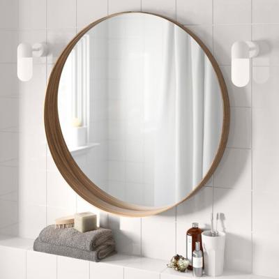 China CLASSIC Antique Round Mirrors Wooden Round Mirror Customized Gold Round Modern Luxury Decorative Wall Mirrors For Bathroom for sale