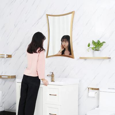 China CLASSIC Classic Irregular Quadrilateral Mirror Decor Bathroom Mirror Stainless Steel Frame Wall Home Mirrors for sale