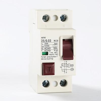 China NFIN Series Residual Current Device IP40 30ma 63a 2 Pole RCD 100ma 300ma for sale