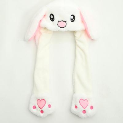 China Hot Sale Korea Bunny Hat With Air Pumping Kids Gift And Moving Ears Plush Soft Rabbit Lovely Animated Cute Plush Hat Making Funny Hats for sale