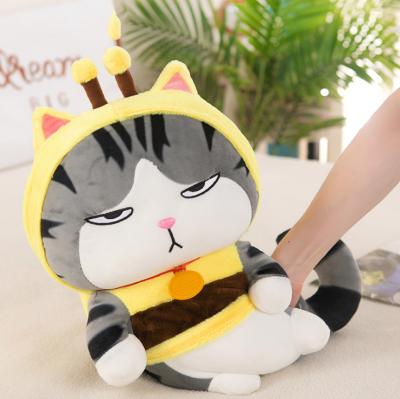 China Custom Cute Bee Cat Plush Toy Animal Stuffed Promotional Gift Soft Cat Dog With Toys Plushies Cloth Cushion Peluche for sale