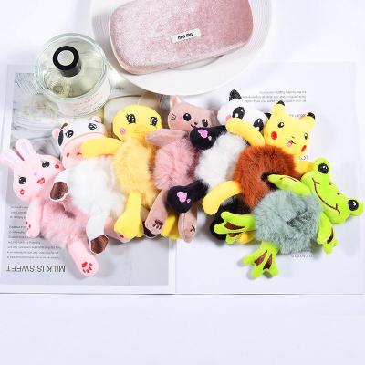 China Cute Teddy Bear Frog Cat Rabbit Scrunchies Toy Rope Rubber Ties Animal Fashion Plush Hair Band Accessories New Woman Kids Girl Elastics for sale